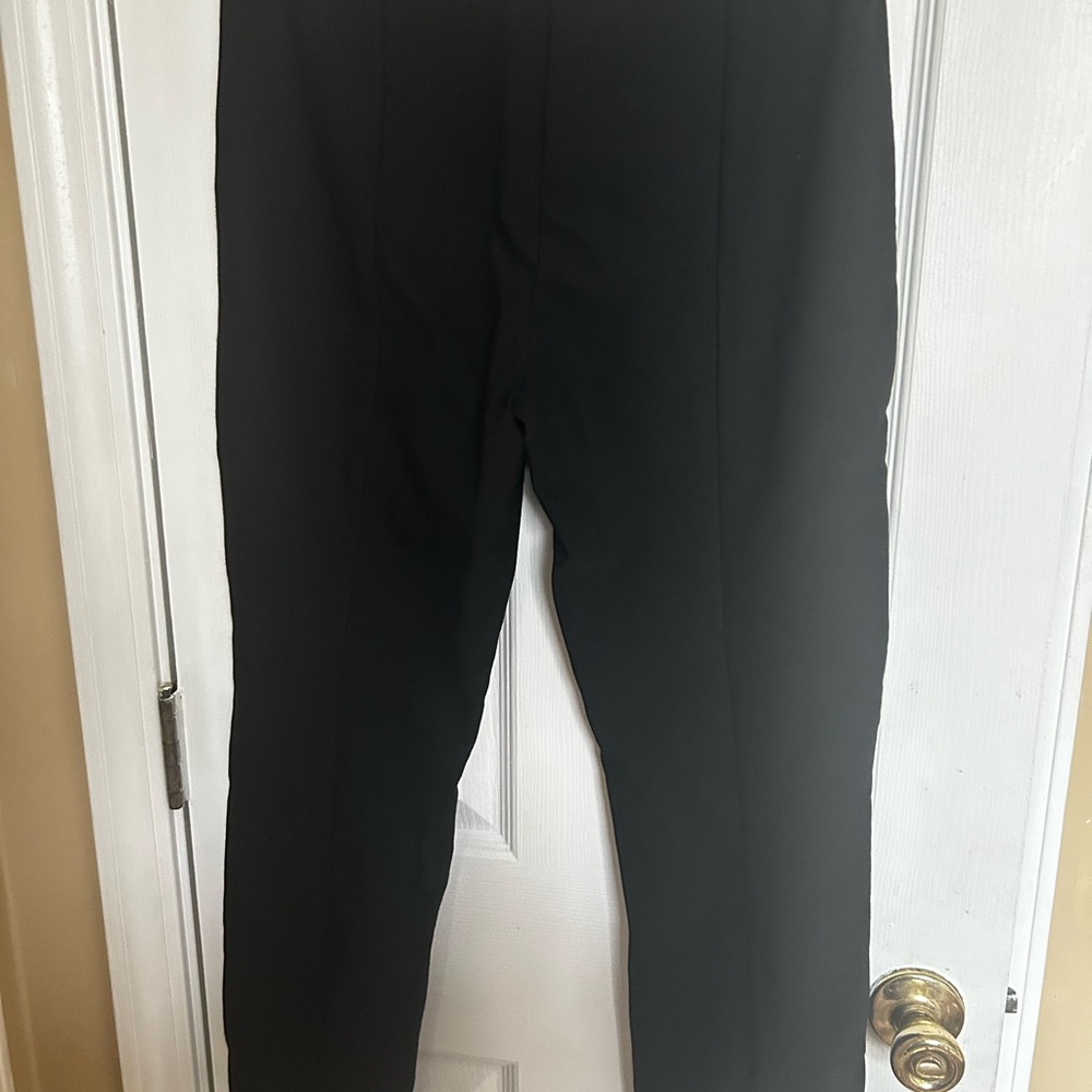 Vince Classic Chic Black Slim Fitting Pants  with Center Seams and Slit Details